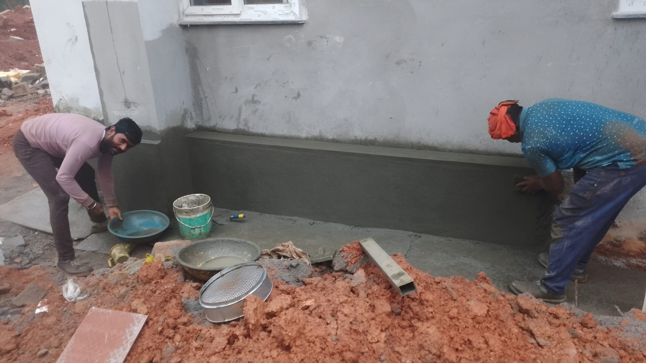 plinth beam plastering process